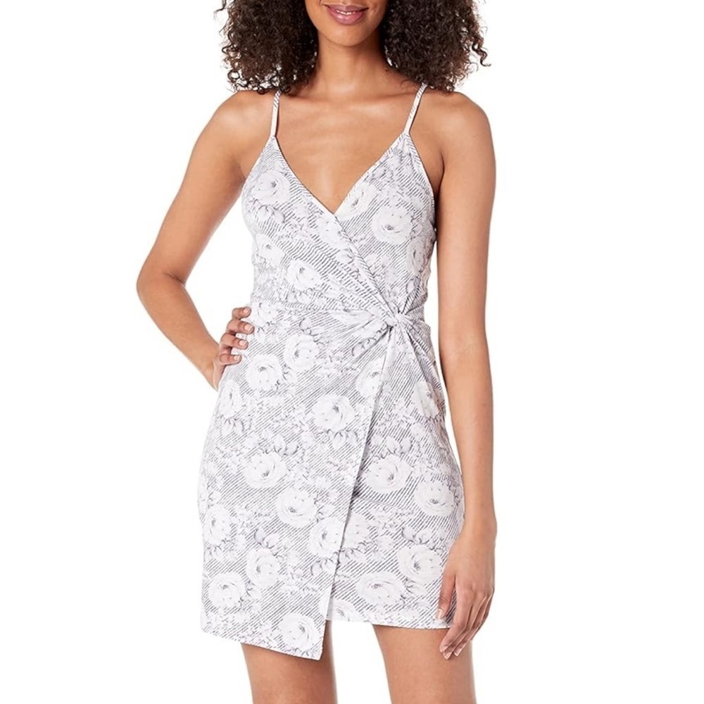 BCBGeneration Floral Wrap Dress in Blue and White